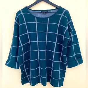 Tahari Dark Green Plaid Sweater